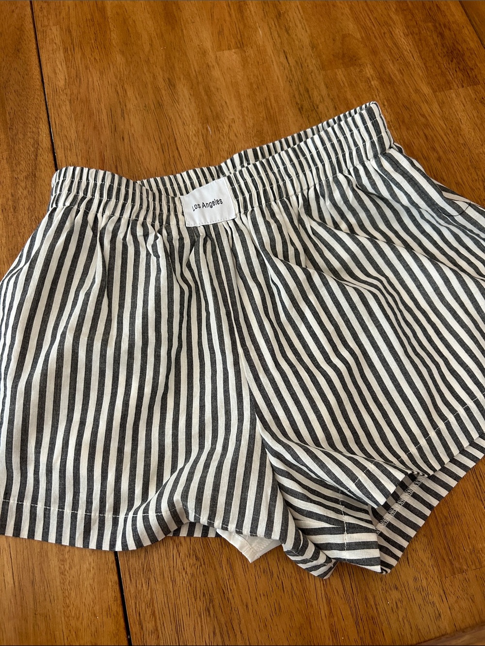 Los Angeles Striped Athletic Shorts — Black & White